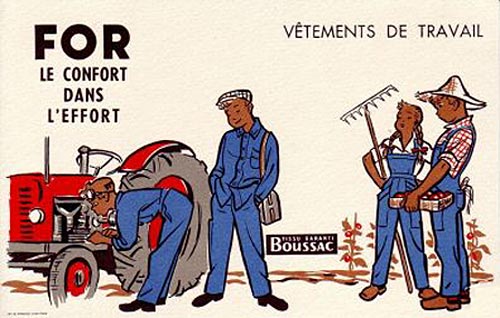 buvard publicitaire jeunes en bleus de chauffe