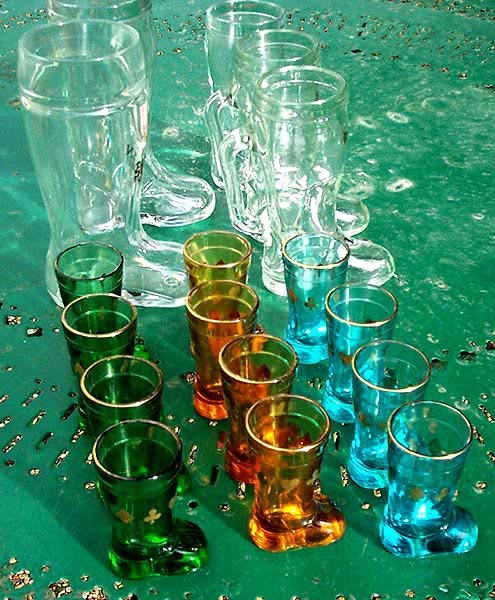 chopes en forme de bottes occasion boot-shaped beer glass