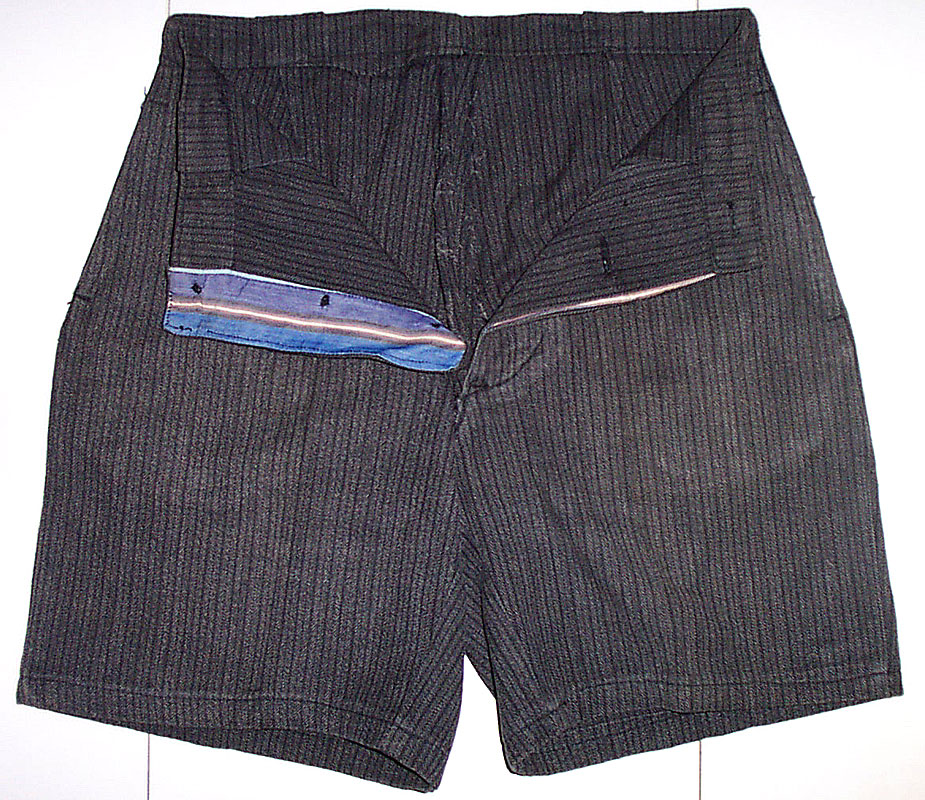 short enfant ancien coutil raye t32