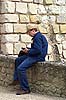 tourisme en costume bleu de travail